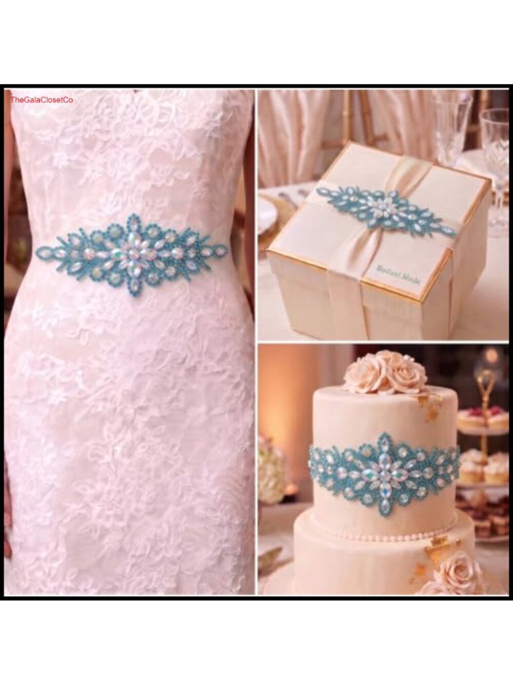 Rhinestone Crystal Bridal Belt Applique Sash Sew-On Wedding Dress Accessory - Picture 3 of 6